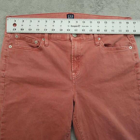 Gap Jeans Women's Size 32R Pink Mid-Rise True Skinny Stretch Fringe 26.5" Inseam - Picture 14 of 15